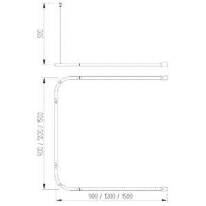 Duschvorhang-Stange Edelstahl U-Form – Bild 2